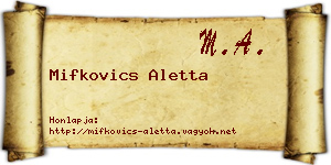 Mifkovics Aletta névjegykártya